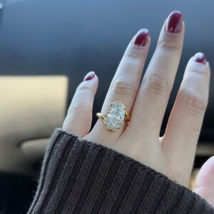 8ct Oval cut CZ bypass 18k stainless steel promise or engagement ring